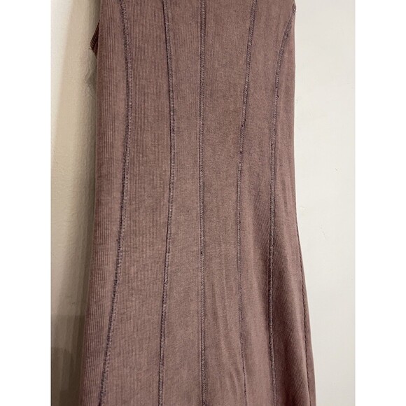 Zara Brown Mocha Dress Womens Small Sleeveless Knit Jersey Maxi High Neck - Picture 3 of 8